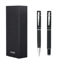 Business gifts gold gift pen with black leather body customized logo luxury metal ballpoint pen with gift box